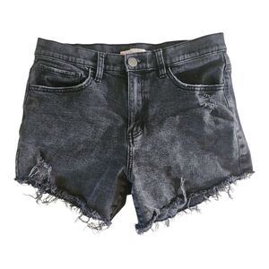 SO High Rise Curvy Mom Jean Shorts Size 11/30 Black Distressed Cutoff